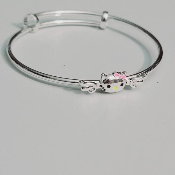 Women's Hello Kitty Silver Bangle Bracelet - Picture 1 of 8
